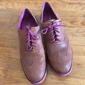 Cole Haan Brown Oxfords with Pink Accents